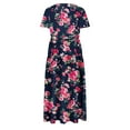 thumbnail image 5 of Viikei Plus Size Summer Maxi Dress for Women,Women's Casual Ruffle Short Sleeve Dress,Women's Flower Printing Casual Short Sleeve Crewneck Dress Casual Flowy Tiered Maxi Beach Dress Navy XL, 5 of 6