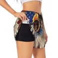 thumbnail image 2 of Bixox Women's Eagle With USA Flags pattern 2 in 1 Running Shorts - Lightweight Athletic Workout Gym Yoga Shorts Liner with Pockets - Small, 2 of 5