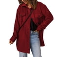 thumbnail image 1 of Abrigo Color Sólido Solapa De Un Solo Pecho Mangas Largas Casual Suelta Camisa Cómoda Chaqueta Vino Rojo M, 1 of 6