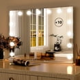 thumbnail image 3 of BEAUTYPEAK 23"x18" Rectangular Hollywood Vanity Mirror with Magnifier and 15 Adjustable Light Bulbs, White, 3 of 6
