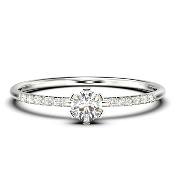 Dazzling Minimalist 0.55 Carat Classic Round Cut Diamond Moissanite Affordable Engagement Ring, Wedding Ring In 925 Sterling Silver With 18K White Gold Plating, Gift For Her, Minimal Gift