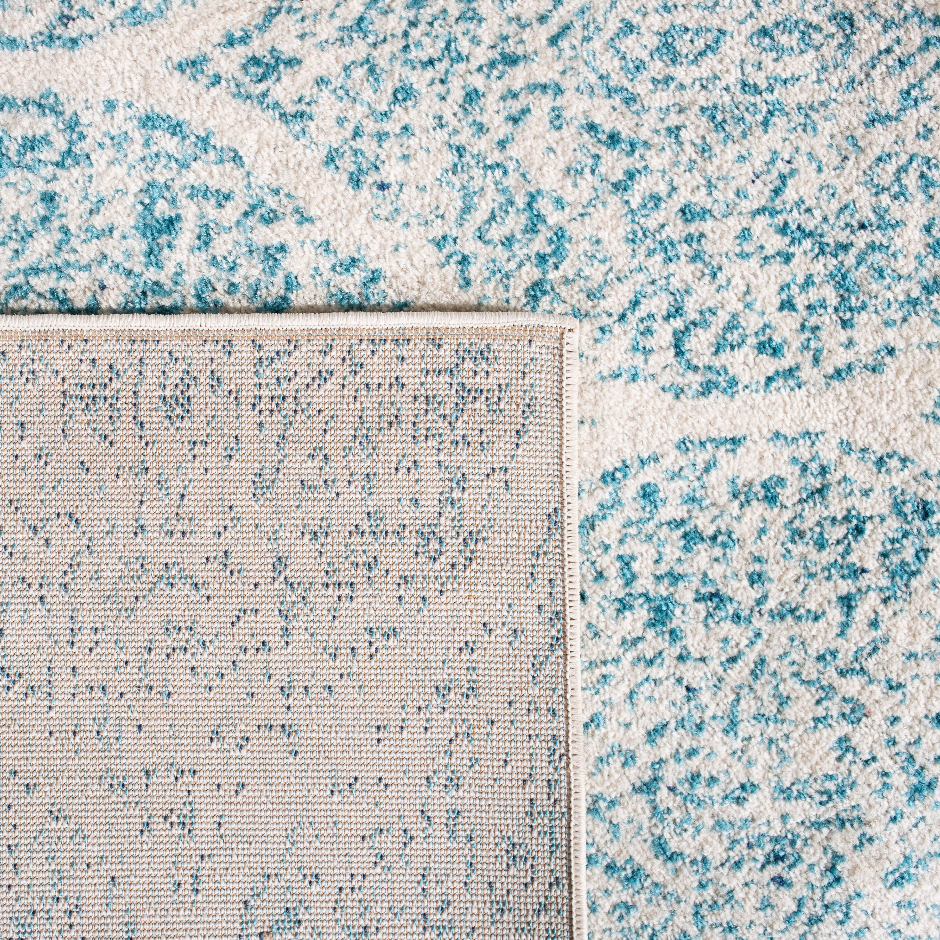 SAFAVIEH Madison Leighton Geometric Area Rug, Cream/Turquoise, 6'7" x 6'7" Square