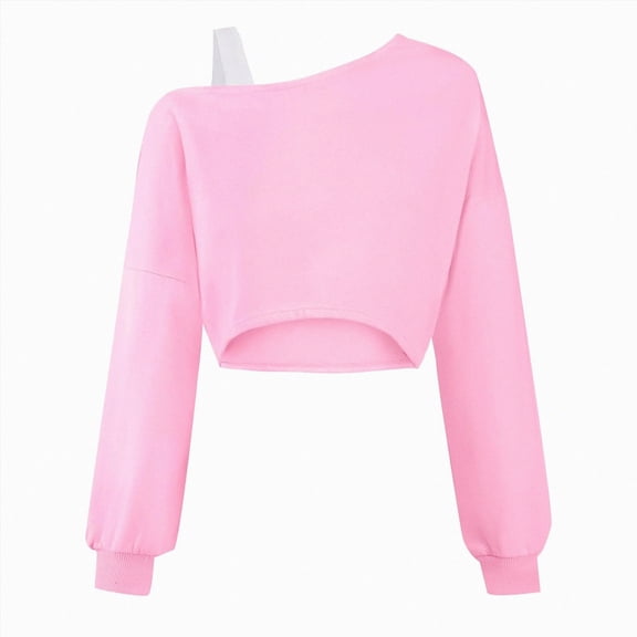 KPOPLK Teen Girl T-Shirt Clothes Big Sis Bro Crewneck Crop Shirt Oversized Fall Summer Solid Color Tee Top Pink,Size 7-8 Years