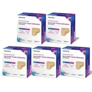 TRONEX SD4141 Silicone Foam Dressing 4x4, Adhesive Border, Waterproof, Sterile, Ultra Absorbency, Breathable, Advanced Wound Care, Gentle Removal, Latex Free, Beige, Pack of 50