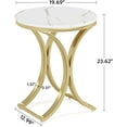 thumbnail image 2 of Tribesigns Small Round Sofa Side Table, Faux Marble White and Gold End Table, 2 of 5