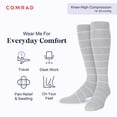 thumbnail image 2 of Comrad Nylon Knee High Socks - 15-20mmHg Graduated Compression Socks, (Medium, Heather/White) - Soft & Breathable Support Socks for Men, Pregnant Women, Nurses, Home, Work, & Travel, 2 of 6