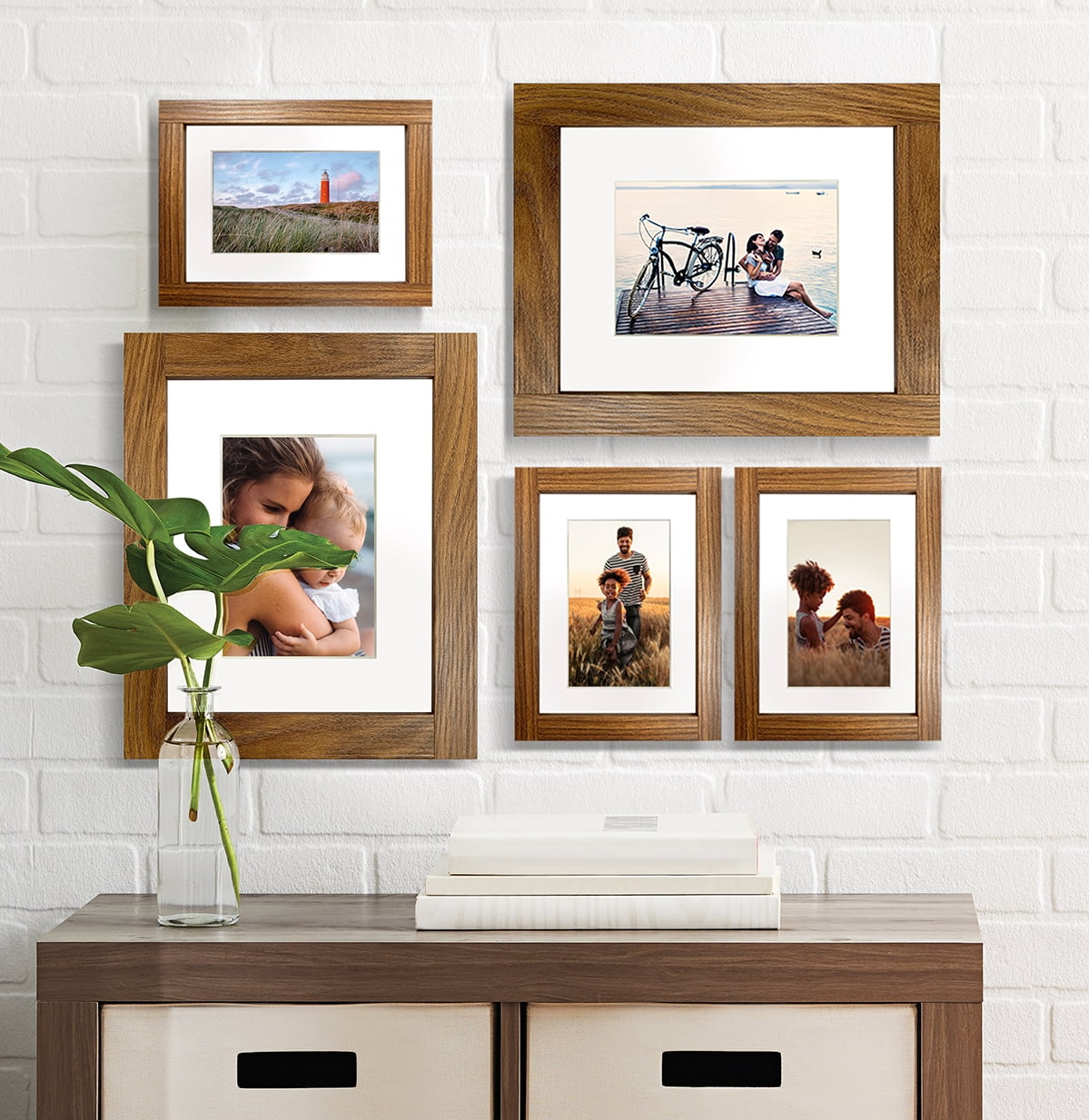Mainstays 11x14 Matted to 8x10 Carpenter Joint Walnut Finish Tabletop Frame