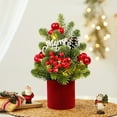 thumbnail image 2 of Yhmxh Tabletop Mini Christmas Tree Pre-lit Artificial Mini Christmas Tree with Warm LED Lights, Red Berries Pinecone Ornaments Small Christmas Tree for Christmas Home Indoor Decorations, 2 of 6