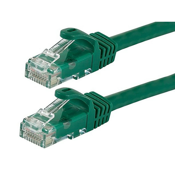 Monoprice Flexboot Cat6 Câble de Raccordement Ethernet - Cordon Internet Réseau - RJ45 Brin 550Mhz UTP Pur Fil de Cuivre Nu 24AWG 1ft Vert