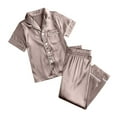 thumbnail image 2 of Kids Satin Pajamas Sets Baby Boy Girl Button-Down Silk Sleepwear 2 Piece Short Sleeve Loungewear Clothes Set, 2 of 9