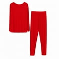 thumbnail image 5 of Ladies Thermal Underwear Sets, Hugcore Thermal Underwear and Women Plus Size Winter Warm Fleece Lined Base Layer Long Top and Bottom Sets Women's Thermal Underwear Red 5XL, 5 of 8