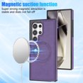 thumbnail image 3 of ELEHOLD Case for Samsung Galaxy S24 Ultra, Shockproof Slim Magnetic Leather Case, Compatible with MagSafe Accessories,Purple, 3 of 5