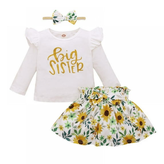 Baby Girl Clothes Stuff Newborn Infant Summer Cute Outfit Alpha-Printed Romper + Floral Printed Pants + Headband Set 0-6Y