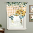 thumbnail image 2 of Sunflowers Trucks Tie Up Curtains for Windows, Balloon Window Shades, Spring Farmhouse Eucalyptus Orange Plaid Kitchen Window Treatments Roll Up Curtain for Basement/Nursery 52"x45", 2 of 8