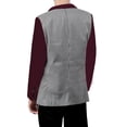 thumbnail image 3 of INSPIRE CHIC Men's Plaid Pattern Blazer Slim Fit Casual Sports Coat M Burgundy and White, 3 of 7