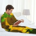 thumbnail image 6 of Naloa Sunflower3 Men’s Pajamas Set - Long Sleeve Button Down Sleep Shirt and Pajama Bottoms Sleepwear Set-X-Large, 6 of 7