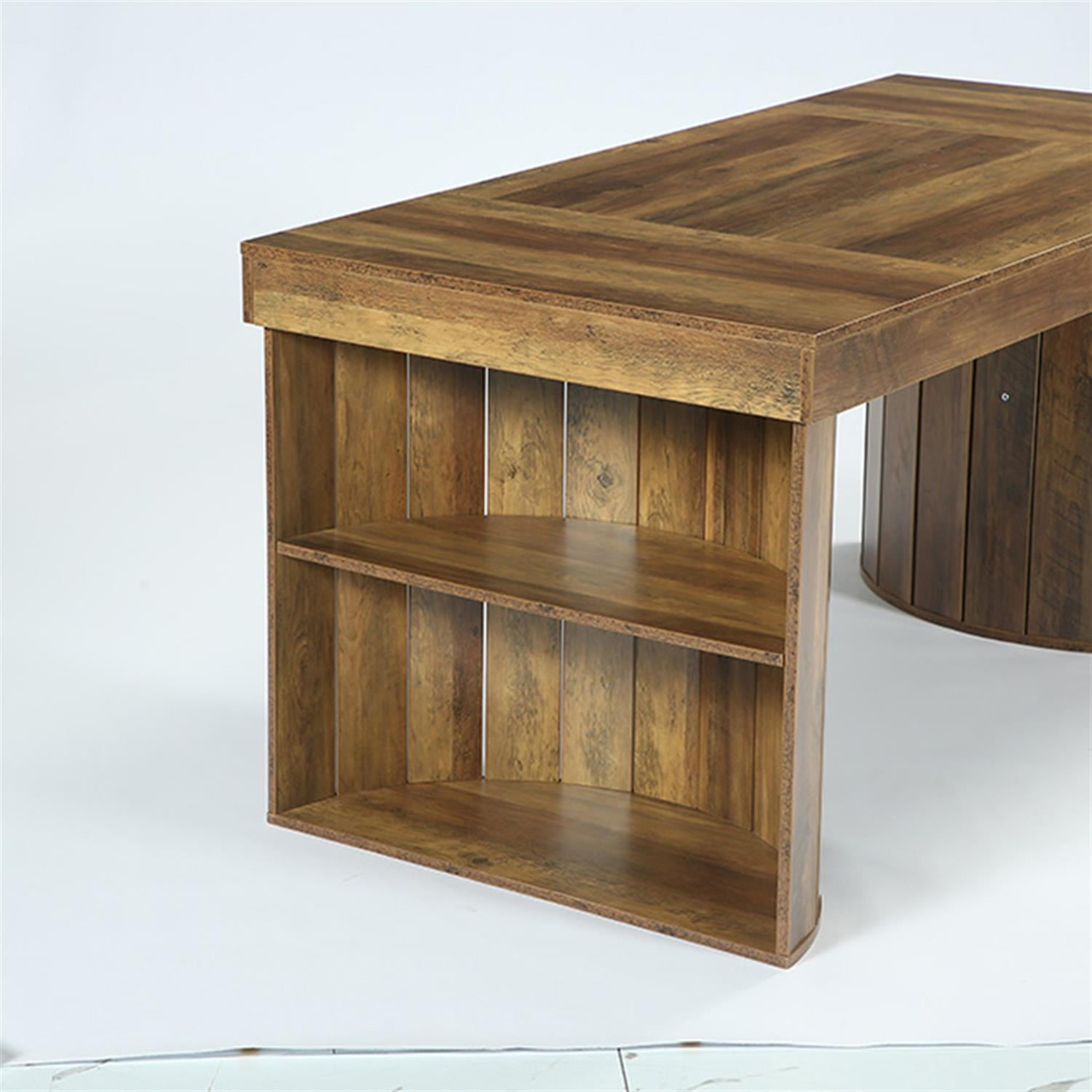 Demi Bonn 63" Dining Table, Wood Dinner Table Kitchen Table For 4-6 People, Large Rectangular Dinner Table for Dining Room, Home Office, Living Room Furniture, Brown