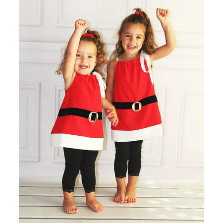 Christmas Toddler Girls Kids Santa Claus Strap Tops Party Dress Costume 1-6Y