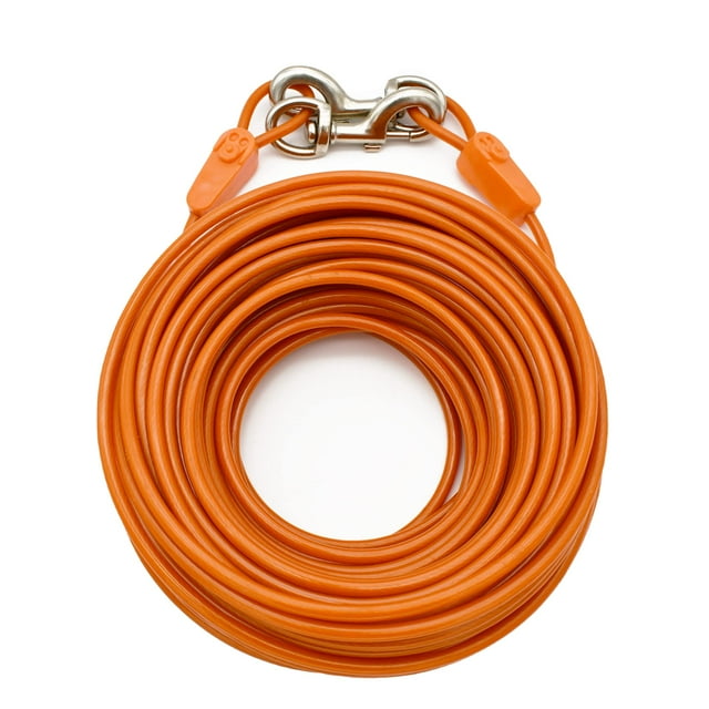 Intellileash 100Ft Tie-Out Cables For Large Dogs - Strong, Safe, And Durable Dog Tie-Outs For Up To 250 Pounds - Weather And Wear Resistant Galvanized Aircraft Cable For Outside Use