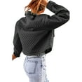 thumbnail image 2 of hirigin Women Fashion Wild Cropped Jacket Solid Color Turn-Down Collar Long Sleeve Single-Breasted Zipper-Up Pockets Coat, 2 of 7