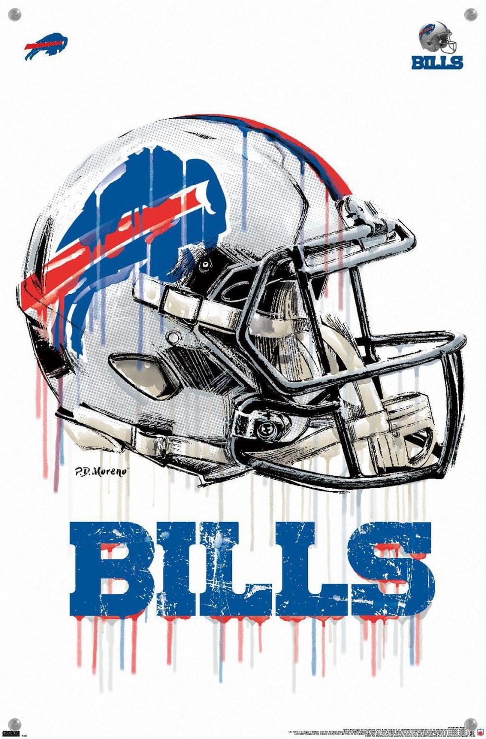 NFL Buffalo Bills - Drip Helmet 20 Wall Poster with Magnetic Frame, 22.375" x 34"