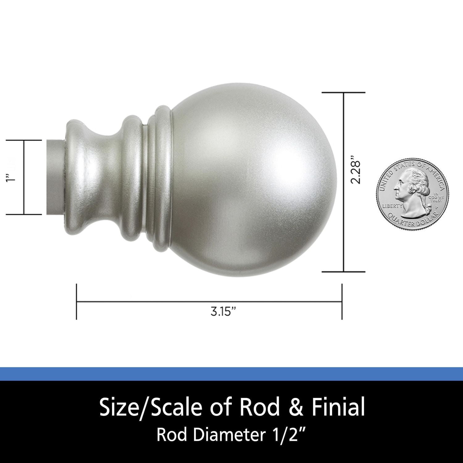 Tringle à rideau, 0,39 cm diamètre, 76,20 cm- 213,36 cm