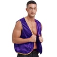 thumbnail image 4 of iiniim Mens Arabian Prince Lamp Roleplay Costume Stain Vest Gold Trim Sleeveless Open Front Waistcoat Dark Purple XXL, 4 of 7