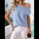thumbnail image 5 of Jersey de Punto de Corta con Hombros Descubiertos para Mujer, Azul , Talla M, 5 of 8