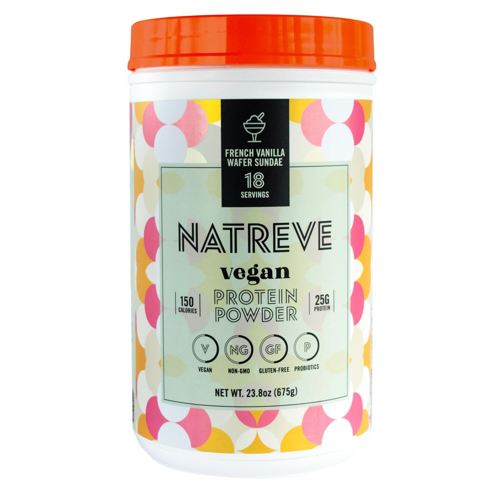 Natreve Vegan Protein Powder French Vanilla Wafer Sundae 23.8 oz