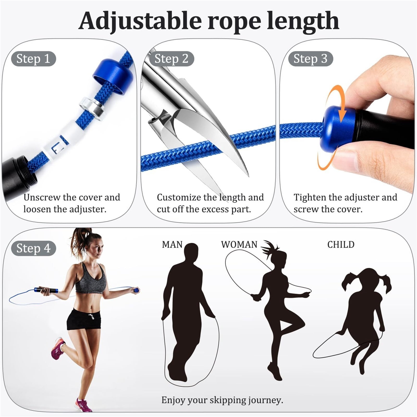 WEIKE Fast jump rope without wrapping ball bearing, professional thick weight-bearing jump rope