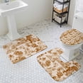 thumbnail image 3 of Forest Animal Bathroom Rugs Set Vintage Forest Elephant Lion Animal Orange Non Slip Absorbent Soft Bath Mats 3 Piece Set with Bathroom Rug, U-Shaped Floor Mat, Toilet Seat Cover Large Size, 3 of 9