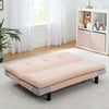 Your Zone Kid's Tufted Upholstered Pink Faux Leather Sofa Bed