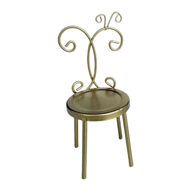 Silla de casa de muñecas, muebles en miniatura, escala 1/12, minisilla, decoración, adorno artesanal Dorado