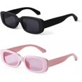 thumbnail image 1 of ADE WU Gafas de sol rectangulares para mujeres y hombres, gafas de sol retro de los años 90, gafas de sol de moda de concha de tortuga negra Y2K, 1 of 4
