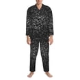 thumbnail image 3 of Fotbe Black And White Dotted Pijama de Hombre con Estampado de Manga Larga, Conjunto de 2 Piezas, Ropa de Dormir Suave y Cómoda con Bolsillos-Medium, 3 of 7