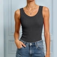 thumbnail image 4 of enyan Womens Ladies Ribbed Thick Strap Racerback Tight Slim Fitted Sporty Workout Tank Tops Corset Tops for Women,Dark Gray,M, 4 of 7