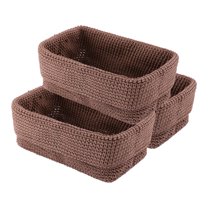 Unique Bargains 3 Packs Woven Storage Basket for Entryway Desk Brown 11.4*5.9*7.3in