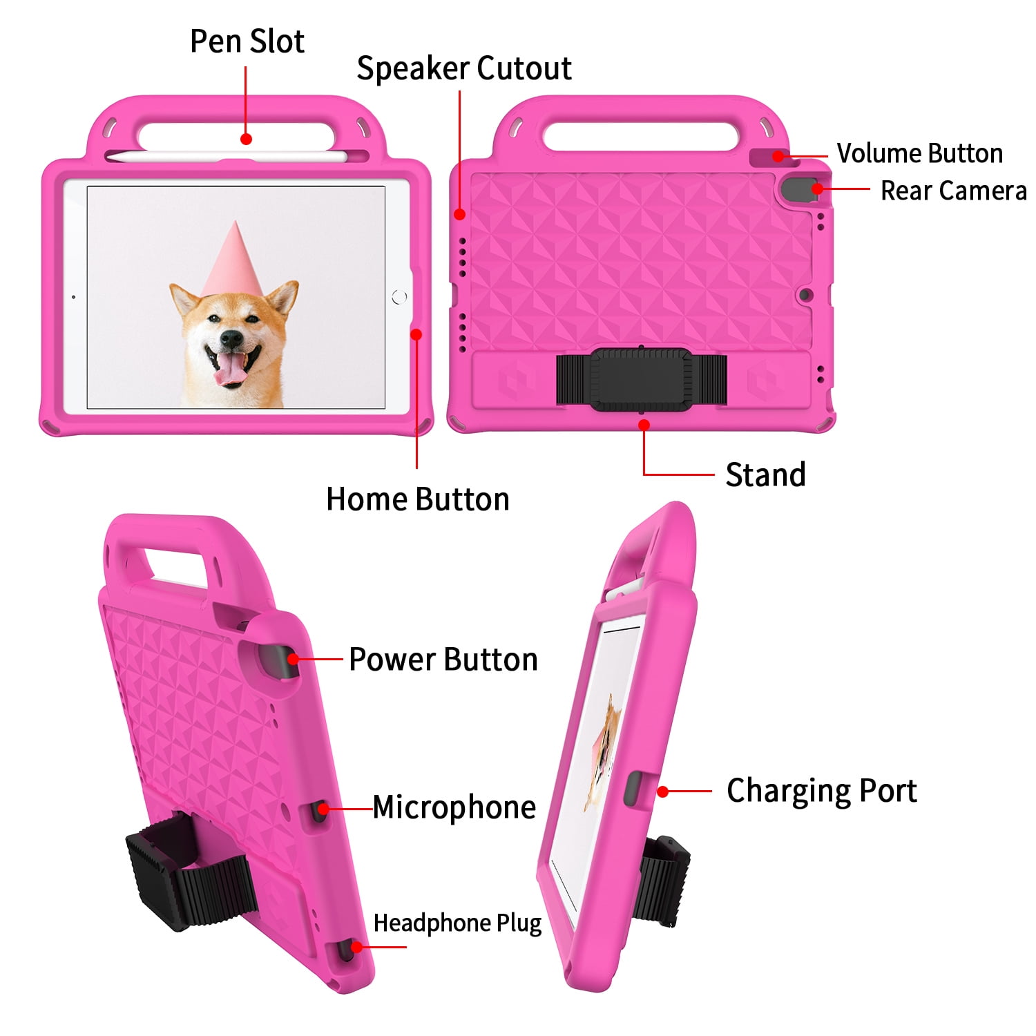 Feishell iPad 10.2 Case 2021/2020/2019, iPad 9th/8th/7th Generation Case, Heavy Duty Silicone Rubber EVA Protective Kids Case with Pencil Holder Hand Strap Shoulder Strap Stand for iPad 10.2",Black