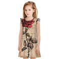 thumbnail image 1 of Balery Vintage Rose Botanical Art Camisón de princesa para niñas, pijama de algodón con mangas abullonadas, suave y bonito.-X-Large, 1 of 6