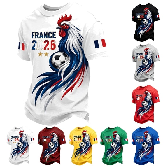 Letdown Men's Football Shirts France Crewneck Short Sleeve Fashion Tee Contemporary French Top Casual Summer Tee Tops