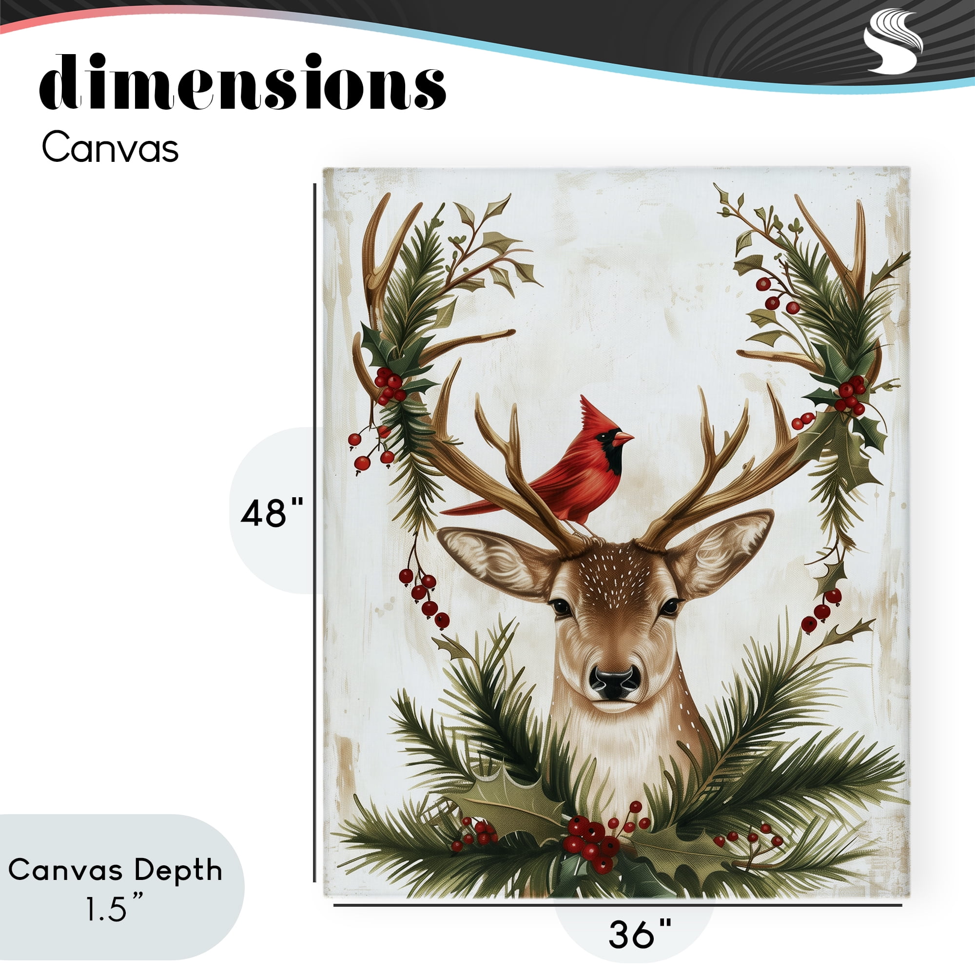 Stupell Industries Cardinal & Deer with Festive Flora Canvas Wall Art, design by Acorn & Ivory Designs
