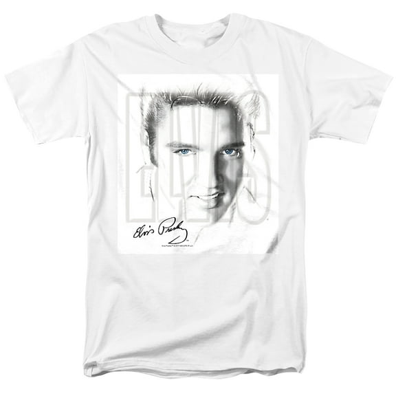 Elvis Presley Blue Eyes Unisex Adult T Shirt (4X-Large) White