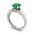 thumbnail image 2 of 1.06 ctw Solitaire with Zirconia Diamond Accents Anniversary Ring for Women | Round Cut Simulated Emerald | Hyperallergenic Solid 18K White Gold, 2 of 5