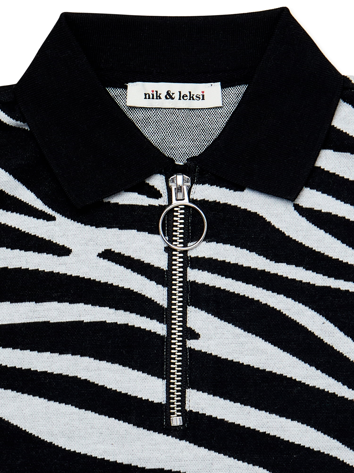 Nik and Leksi Girls Half Zip Jacquard Polo, Sizes 4-16