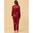 thumbnail image 4 of Conjuntos de pijama para mujer Ropa de dormir de manga larga con botones Traje de noche suave para mujer Conjuntos de salón Pj rojo L, 4 of 5