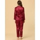thumbnail image 4 of Conjuntos de pijama para mujer Ropa de dormir de manga larga con botones Traje de noche suave para mujer Conjuntos de salón Pj rojo XL, 4 of 5