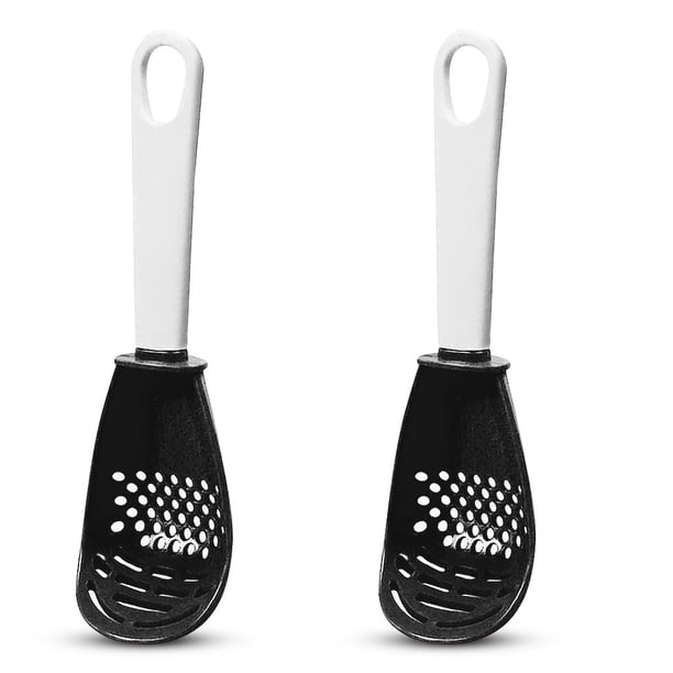 Wosthever Cucharas pequeñas ranuradas para cocinar, 2 piezas, cucharas para espumadera, rallador, triturador, rejilla, drenaje, herramientas de Cocina y Comedor Negro
