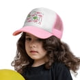 thumbnail image 3 of PAYOHTO Kids Pink Flamingo Green Palm Baseball Hat Back Adjustable Mesh Breathable Hats Pink Trucker Cap Outdoor Fishing Sun Caps for Boys or Girls ages 4-10, 3 of 9