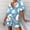 Blue, variant on Tbopshirt Women's 2 Piece Outfits Women's Spring And Summer Loose Fitting Pajama Short Sleeved V-neck Pajama Set Drawstring Shorts Set Wide Leg Pants