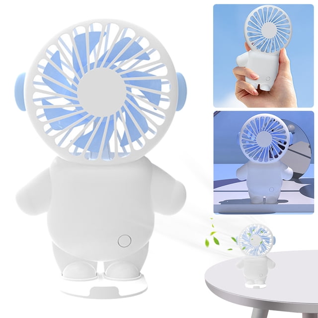 Mini Ventilador Mano Carga Perezosa Eléctrico Pequeño Ventilador Creativo Estudiante USB Pequeño Ventilador Eléctrico Pequeño Ventilador Eléctrico (T9 Astronauta Azul)